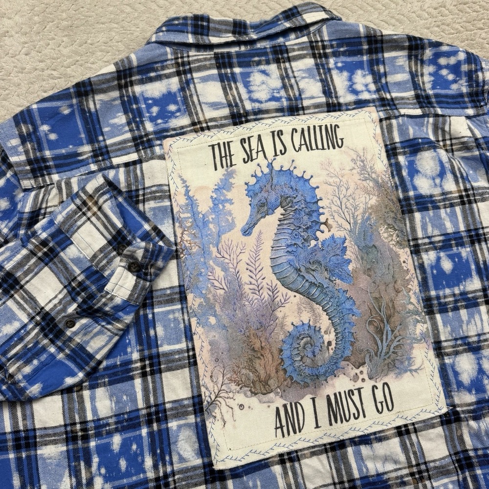 Angry Minnow Clothing Adult XXXL Flannel Long sleeve Up north cabin Blue White